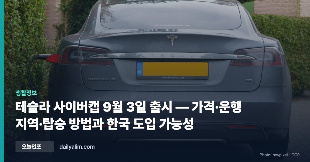 테슬라 사이버캡 9월 3일 출시 — 가격·운행 지역·탑승 방법과 한국 도입 가능성