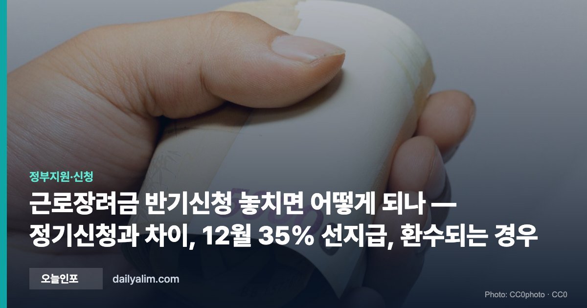 근로장려금 반기신청 놓치면 어떻게 되나 — 정기신청과 차이, 12월 35% 선지급, 환수되는 경우